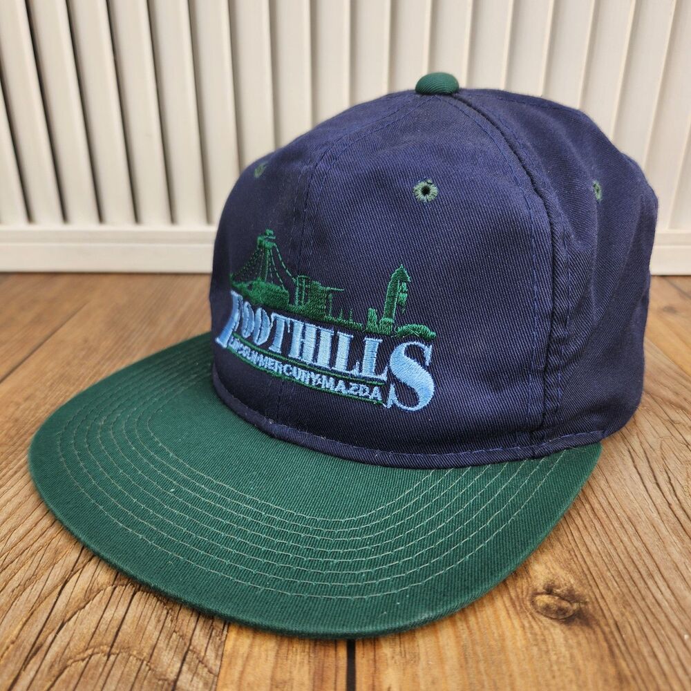 VTG Kudzu Foothills Lincoln Mercury Mazda Dealer Snapback Hat Navy Green Car Cap